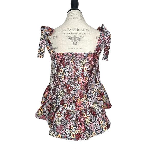 Moodie | Women | Floral Jacquard Tapestry Babydoll Crop Top | Medium - Picture 3 of 12